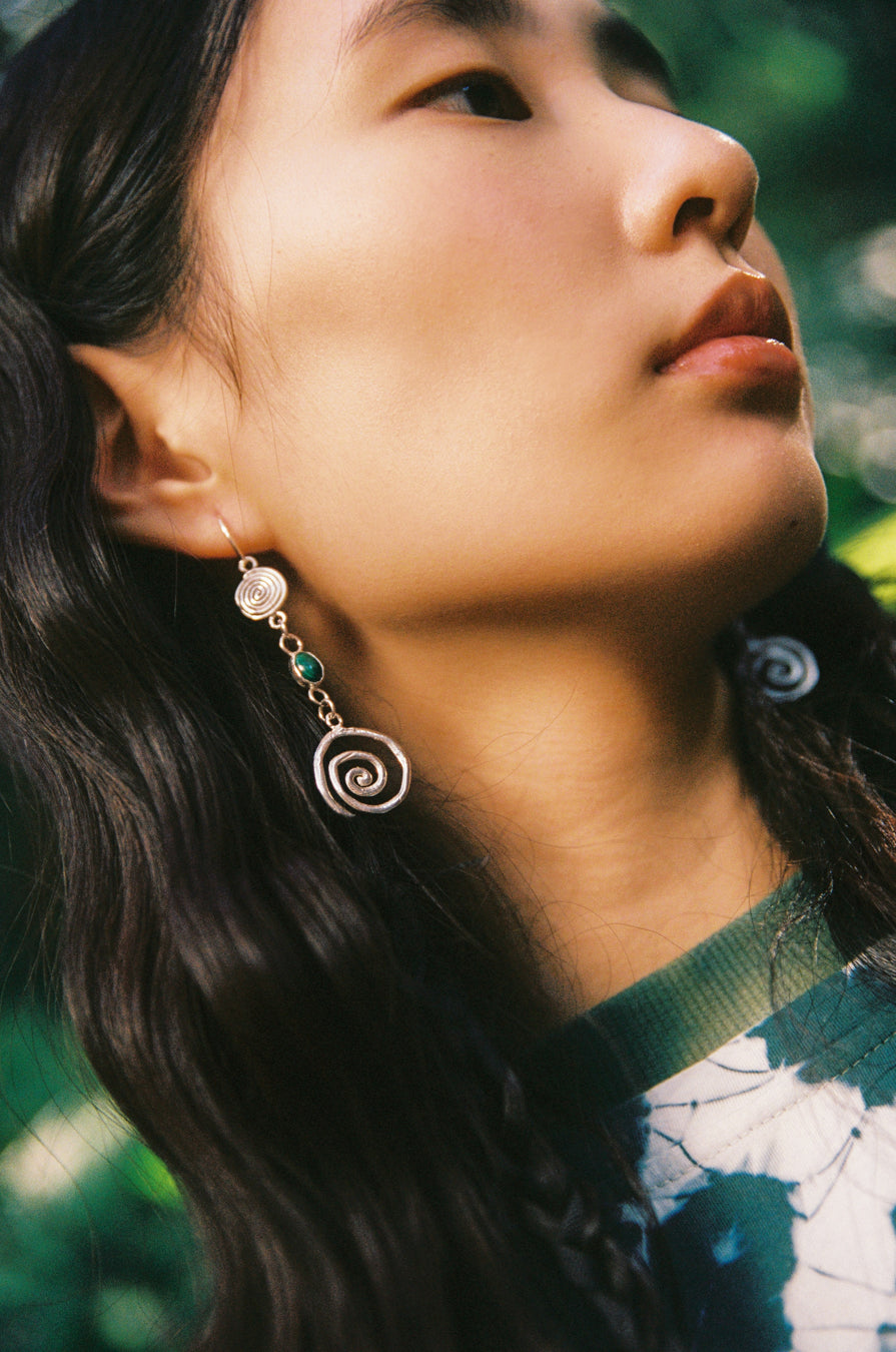 MALACHITE SPIRAL EARRINGS