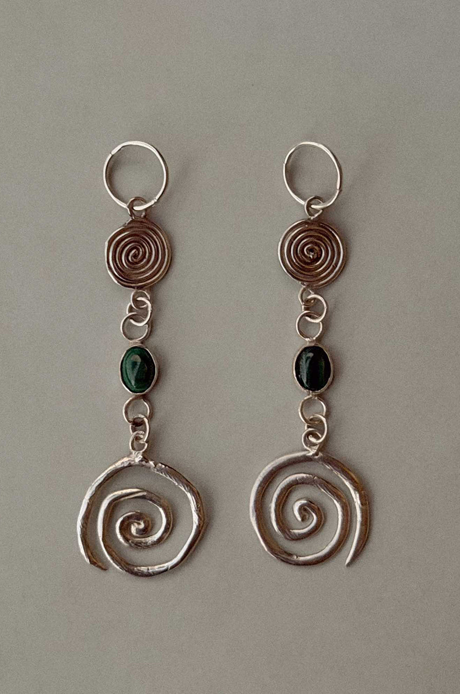 MALACHITE SPIRAL EARRINGS