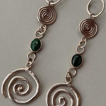 MALACHITE SPIRAL EARRINGS