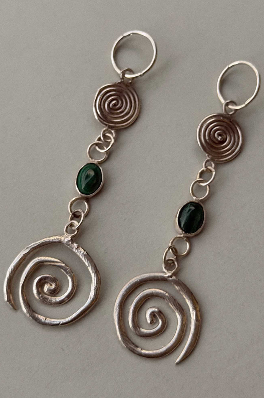 MALACHITE SPIRAL EARRINGS